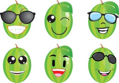 Gülen Karpuzlar Çizgi Film Maskotu Karakteri. Vektör İllüstrasyonu