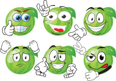 Birçok ifadesi olan bir dizi çizgi film karakteri. Karpuz.