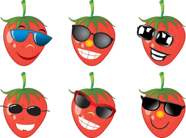 Smiling Strawberry Cartoon Mascot Character Vector Illustration — Stock Vector