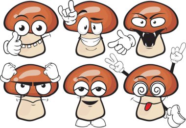 Birçok ifadesi olan bir dizi çizgi film karakteri. Muşambalar.