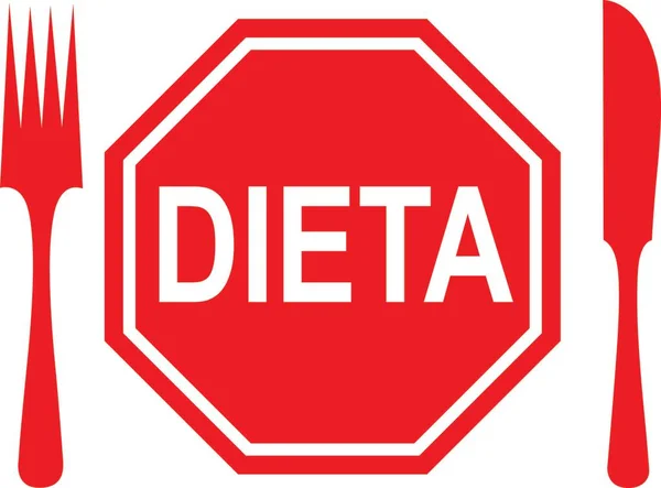 Kırmızı dur işareti arka planında beyaz mesaj. Diyet olsun. Vektör.