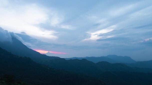 Time Lapse Naplemente Napkelte Gyönyörű Szürkület Bolyhos Vihar Felhős Kék — Stock videók