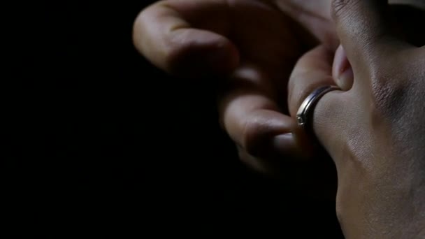 Sadness Divorce Ring Removing Finger Breakup Stop Relationship Wife Husband — Stock Video