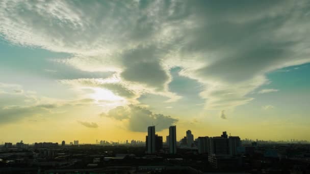 Time Lapse Solnedgång Soluppgång Och Vacker Skymning Fluffig Storm Molnigt — Stockvideo