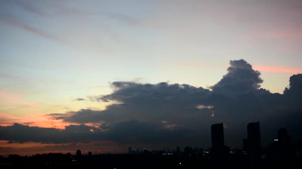 Time Lapse Zonsondergang Prachtige Schemering Pluizige Storm Bewolkt Blauw Gele — Stockvideo