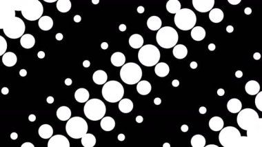 4K Devirli siyah beyaz birçok nokta daire büyük ve küçük boyutları değiştiriyor animasyon modeline, VJ modern teknoloji müzik dans barı arka planı