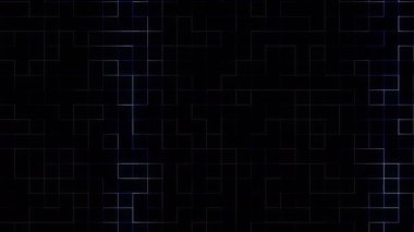 4K mavi elektrik devre ızgarası siyah ekran arka planında büyüyor