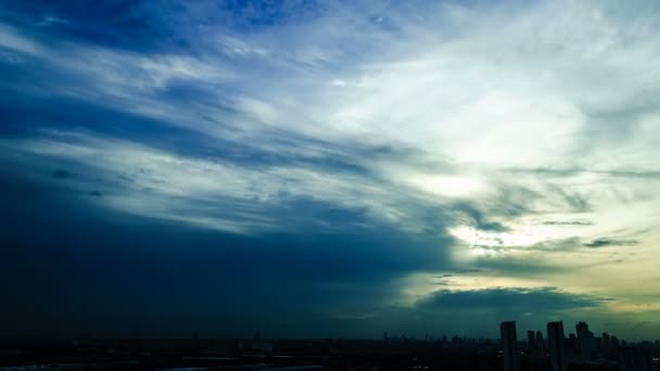 Time Lapse Sunset Sunrise Belo Crepúsculo Tempestade Fofa Céu Azul — Vídeo de Stock