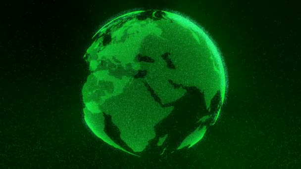 4K闪烁闪烁的绿色球状粒子环绕在宇宙背景星系的黑绿色梯度星光空间星云上的运动 免版税图库视频