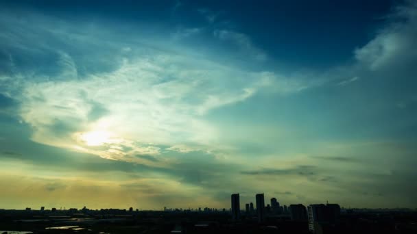 Time Lapse Sunset Sunrise Beautiful Twilight Fluffy Storm Cloudy Blue — Vídeos de Stock