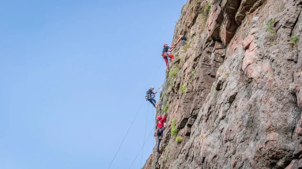 Yuzhnoukrainsk Ukraine June 2018 Rock Climbing Group Young Rock Climbers — Stock Photo, Image