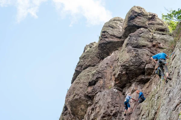 Yuzhnoukrainsk Ukraine June 2018 Rock Climbing Group Young Rock Climbers — Stock Photo, Image
