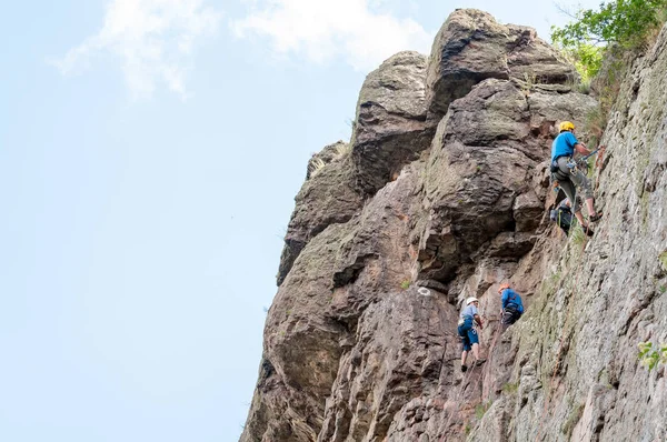 Yuzhnoukrainsk Ukraine June 2018 Rock Climbing Group Young Rock Climbers — Stock Photo, Image