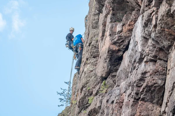 Yuzhnoukrainsk Ukraine June 2018 Rock Climbing Group Young Rock Climbers — Stock Photo, Image