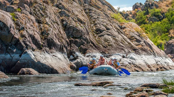 Village Mihia, Mykolayiv region, Ukraine - July 2, 2017: Rafting and kayaking. A popular place for extreme family and corporate recreation as well as training for athletes.