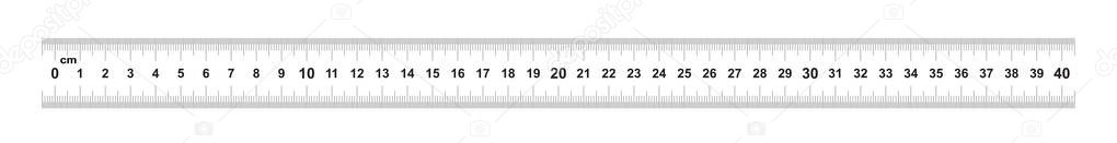 Double sided Ruler 40 centimeter or 400 mm. Value of division 0.5 mm. Precise length measurement device. Calibration grid
