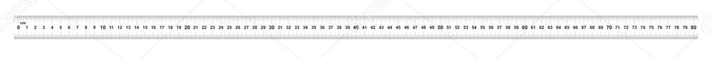 Double sided Ruler 80 centimeter or 800 mm. Value of division 0.5 mm. Precise length measurement device. Calibration grid
