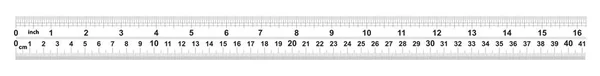 Linjalen Inshes Linjal Centimeter Värdet Division Divisioner Tum Och Exakt — Stock vektor