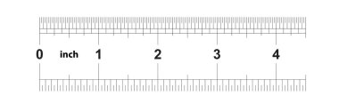 Ruler 4 inches imperial. Ruler 4 inches metric. Precise measuring tool. Calibration grid clipart