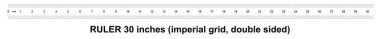 Cetvel 30 inç Imperial. Cetvel çift taraflı. Hassas ölçme aracı. Kalibrasyon kılavuz