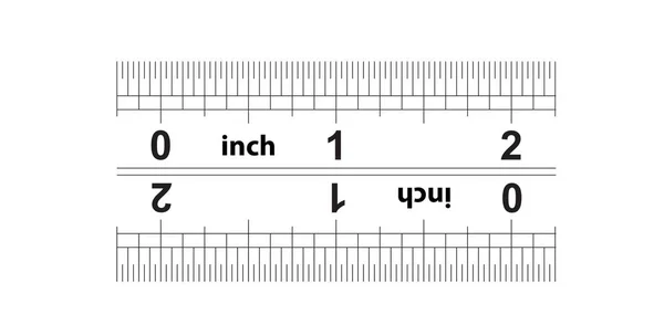 Liniaal bidirectionele 2 inch. De prijs van de divisie is dertig tweede deel inch. Precieze meetinstrument. Kalibratie raster. — Stockvector