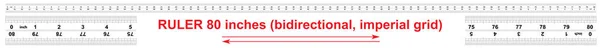 눈금자 양방향 80 인치 부문 가격 30 초 부분 인치 이다입니다. 정확한 측정 도구입니다. 보정 표. — 스톡 벡터