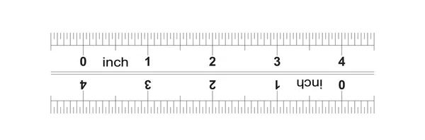 Régua bidirecional 4 polegadas. Grade de calibração métrica. O preço de divisão é 0,05 polegadas. Ferramenta de medição precisa . — Vetor de Stock