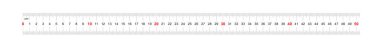 Ruler of 500 millimeters. Ruler of 50 centimeters. Calibration grid. Value division 1 mm. Precise length measurement device. Two-sided measuring instrument. clipart