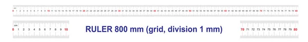 800 밀리미터 통치자 80 센티미터 통치자 교정 그리드입니다. 가치 부문 1. 정확한 길이 측정 장치. 2 면 측정기. — 스톡 벡터