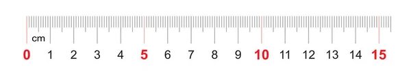 Raster für ein Lineal von 150 Millimetern, 15 Zentimeter. Kalibriernetz. Wertteilung 1 mm. Präzises Längenmessgerät. — Stockvektor