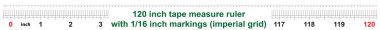 120 inç cetvel. İşaretleme doğruluğu bir inç on altıncı olduğunu. İmparatorluk ızgarası.