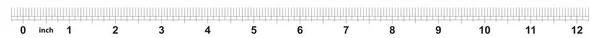 Règle de 12 pouces. La précision du marquage est d'un seizième de pouce. Grille impériale . — Image vectorielle