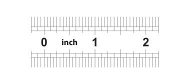 2 inç çift taraflı cetvel. İşaretleme doğruluğu bir inç onaltıbiridir. İmparatorluk şebekesi.