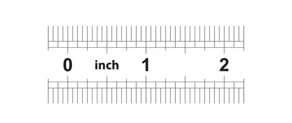 2 inch dubbelzijdige liniaal. Markering nauwkeurigheid is een zestiende van een inch. Imperial grid. — Stockvector