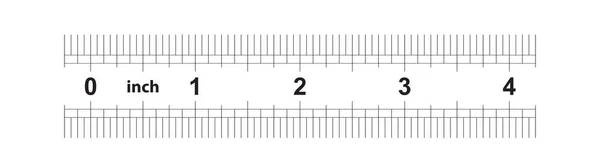 Règle double face de 4 pouces. La précision du marquage est d'un seizième de pouce. Grille impériale . — Image vectorielle