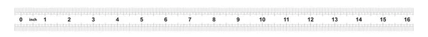 16 tums dubbelsidig linjal. Märknoggrannhet är en sextonde av en tum. Imperial Grid. — Stock vektor