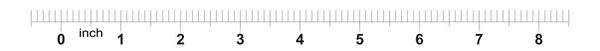 Règle de mesure de ruban de 8 pouces avec des marquages de 0,1 pouce. Grille métrique . — Image vectorielle