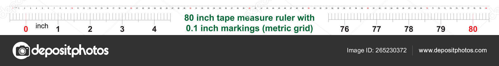 80 inch tape measure ruler with 0.1 inch markings. Metric grid. ⬇ ...