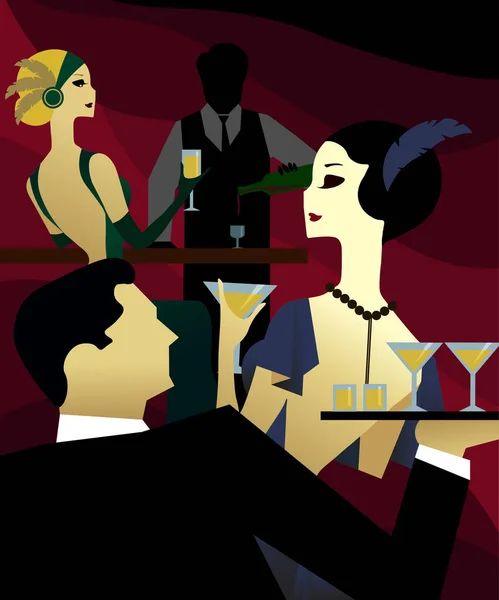 1920S Cocktailparty Noir Stijl — Stockvector