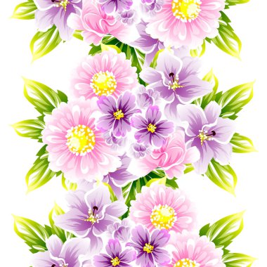 Sorunsuz vintage tarzı çiçek deseni. Renkli çiçek öğeleri