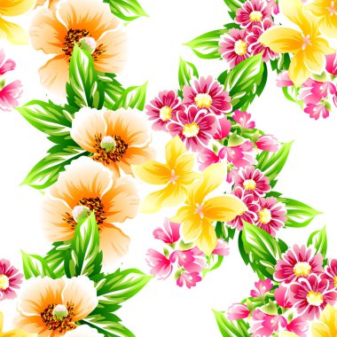 Sorunsuz vintage tarzı çiçek deseni. Renkli çiçek öğeleri