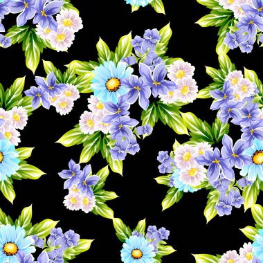 Sorunsuz vintage tarzı çiçek deseni. Renkli çiçek öğeleri