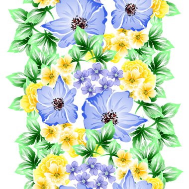 Sorunsuz vintage tarzı çiçek deseni. Renkli çiçek öğeleri