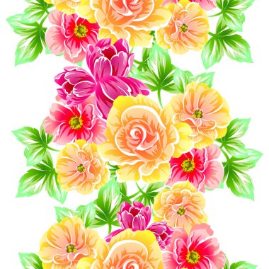 Sorunsuz vintage tarzı çiçek deseni. Renkli çiçek öğeleri