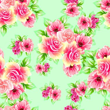 Sorunsuz vintage tarzı çiçek deseni. Renkli çiçek öğeleri