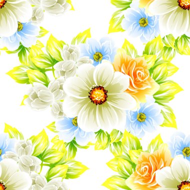 Sorunsuz vintage tarzı çiçek deseni. Renkli çiçek öğeleri