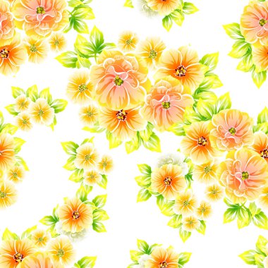 Sorunsuz vintage tarzı çiçek deseni. Renkli çiçek öğeleri