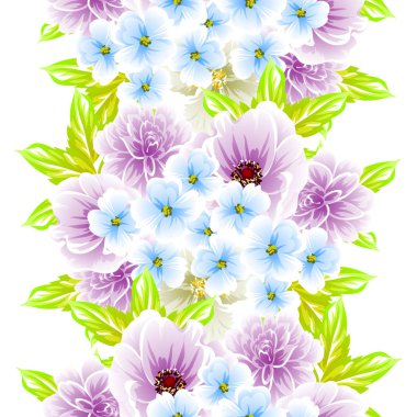 Sorunsuz vintage tarzı çiçek deseni. Renkli çiçek öğeleri