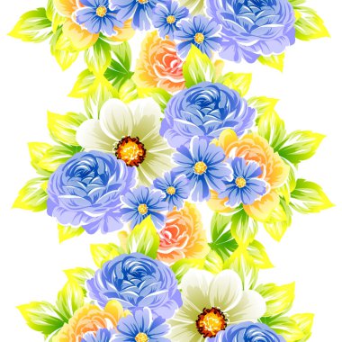 Sorunsuz vintage tarzı çiçek deseni. Renkli çiçek öğeleri