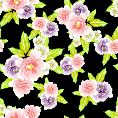 Sorunsuz vintage tarzı çiçek deseni. Renkli çiçek öğeleri